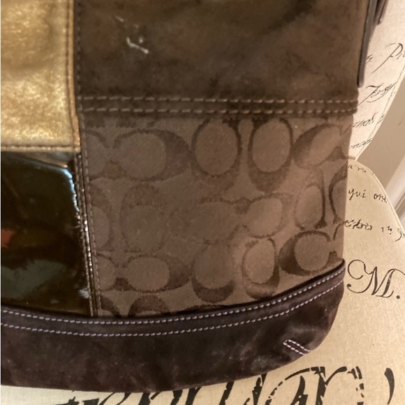 COACH Vintage F10421 Brown Patchwork Shoulder Bag - Picture 9 of 9